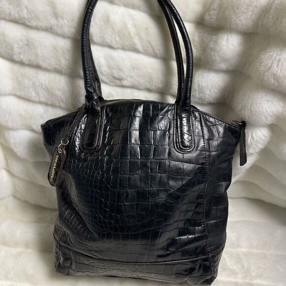 Cynthia Rowley leather black croc prints  large satchel - Picture 1 of 13